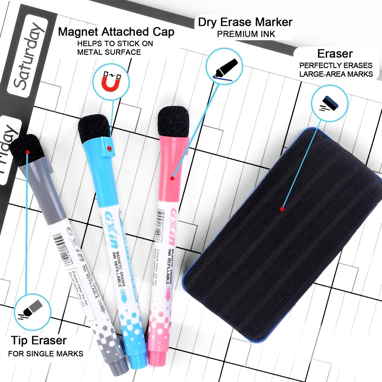 Erasable Monthly and Weekly Planner Magnetic Calendar Stickers