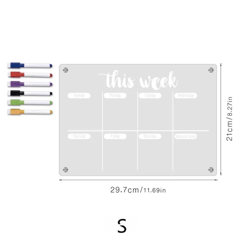 ZRGAE Fridge Magnets Sticker Clear Acrylic Calendar Weekly Planner